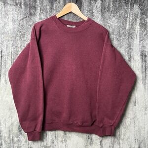 Vintage 90s LEE Burgundy BLANK Crewneck Sweatshirt Men's L Made In USA